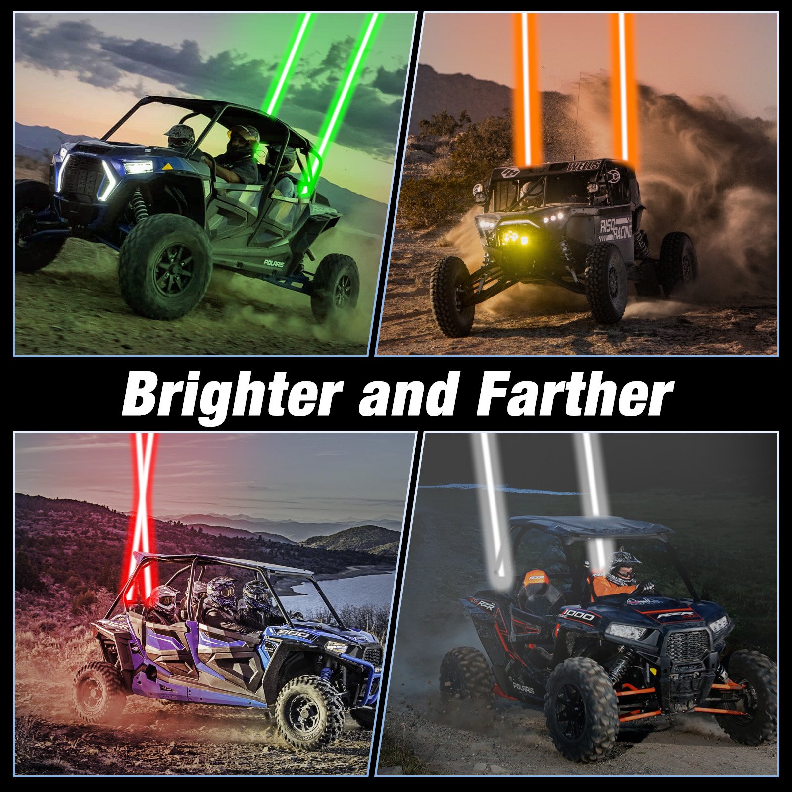 RGBW Spot Beam Laser Whip Light Pods Overlanding Offroad Marine Identifier