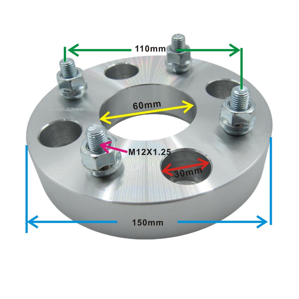 4x110 ATV UTV Forged Aluminum ATV Wheel Spacers 35mm M12X1.25 Nuts for ODES 650 850 1000cc ATV UTV