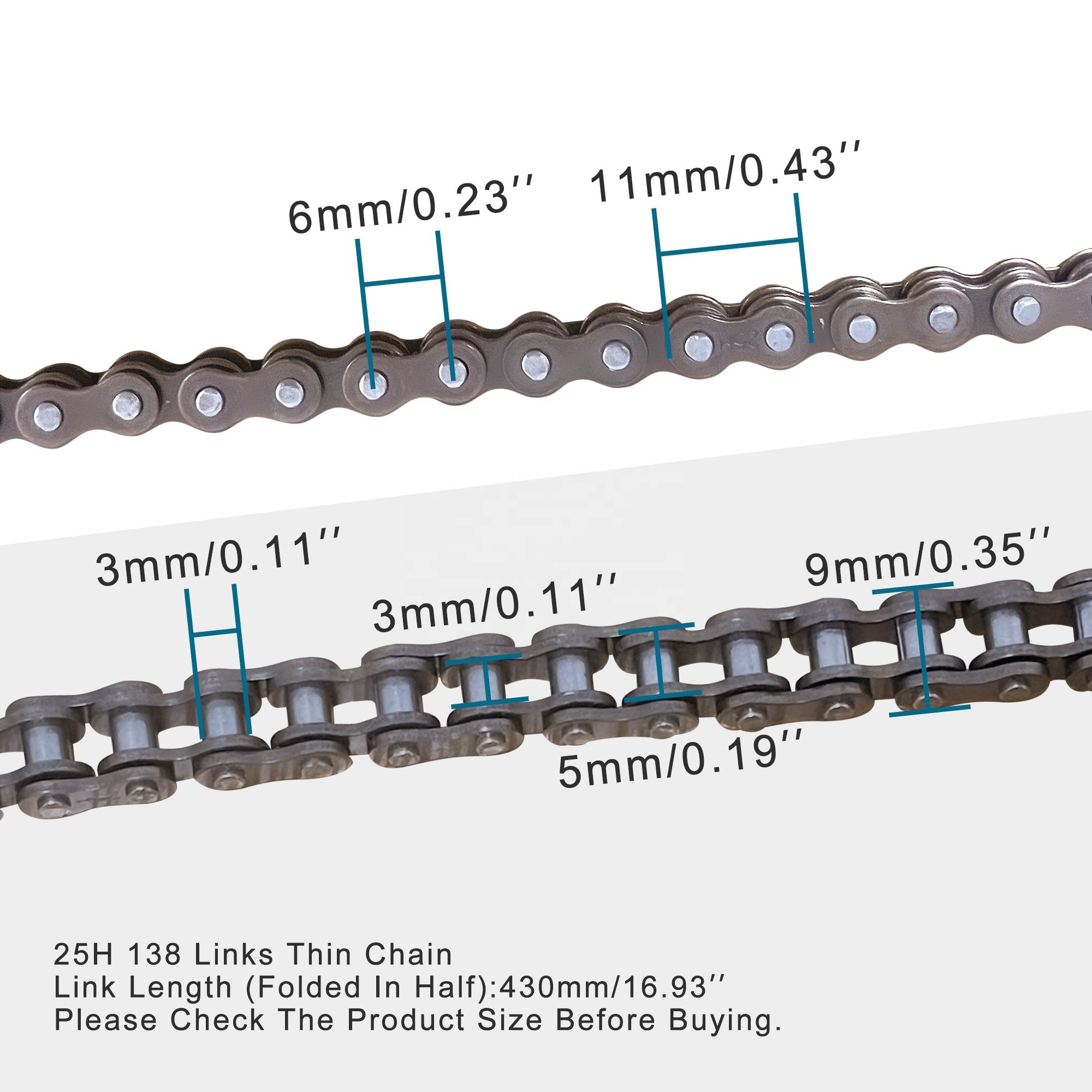 GOOFIT Motorcycle 25H 138 Chain Replacement for 2 Stroke 47cc 49cc Pocket Bike Mini Bike Dirt Pit Bike ATV Quad