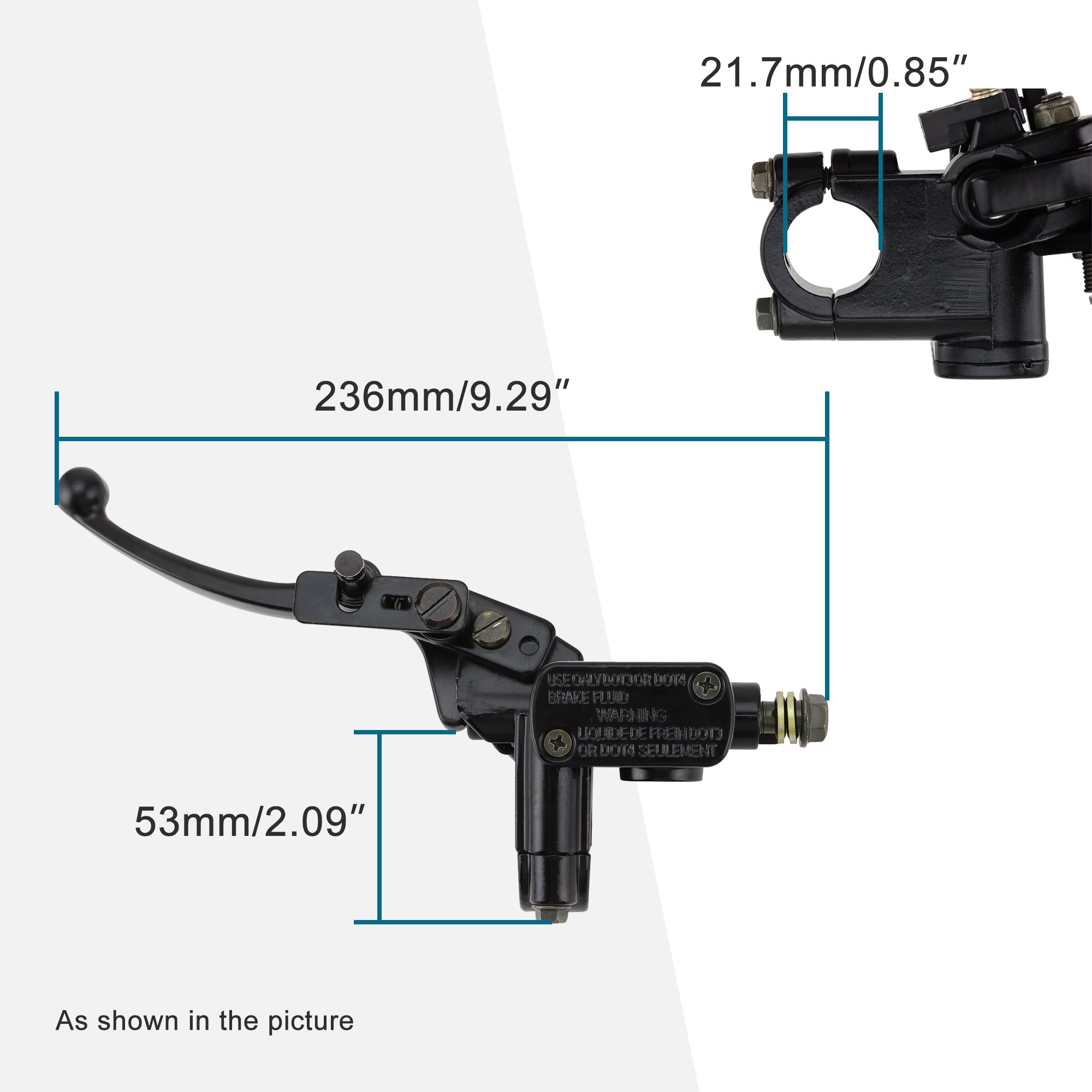 GOOFIT Hydraulic 7/8" 22mm Front Left Brake Master Cylinder Brake Lever Handle with Cable for 50cc to 150cc Chinese ATV Quad