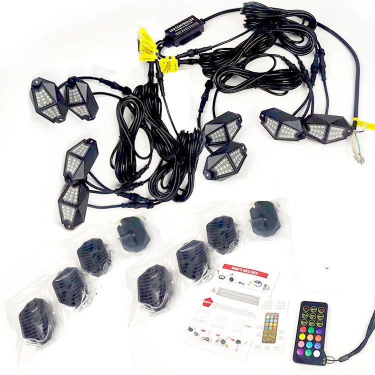 4x4 ATV UTV Parts & Accessories RGB Dancing LED Rock Light for Polaris ATV UTV RZR Under Light with Remote and App Control