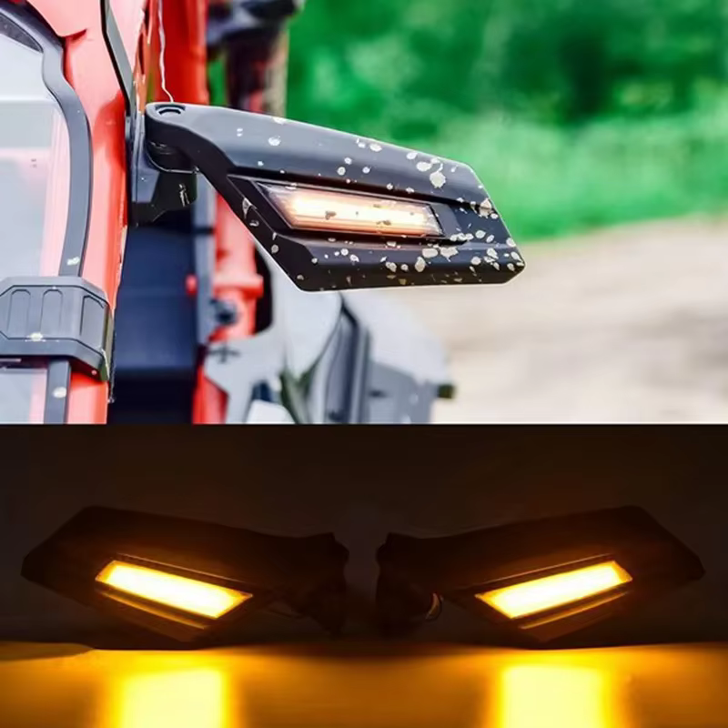 Adjustable UTV Side View Mirrors with LED Turn Signal Light, Universal UTV Rear View Mirror for ATV UTV Can Am Maverick X3