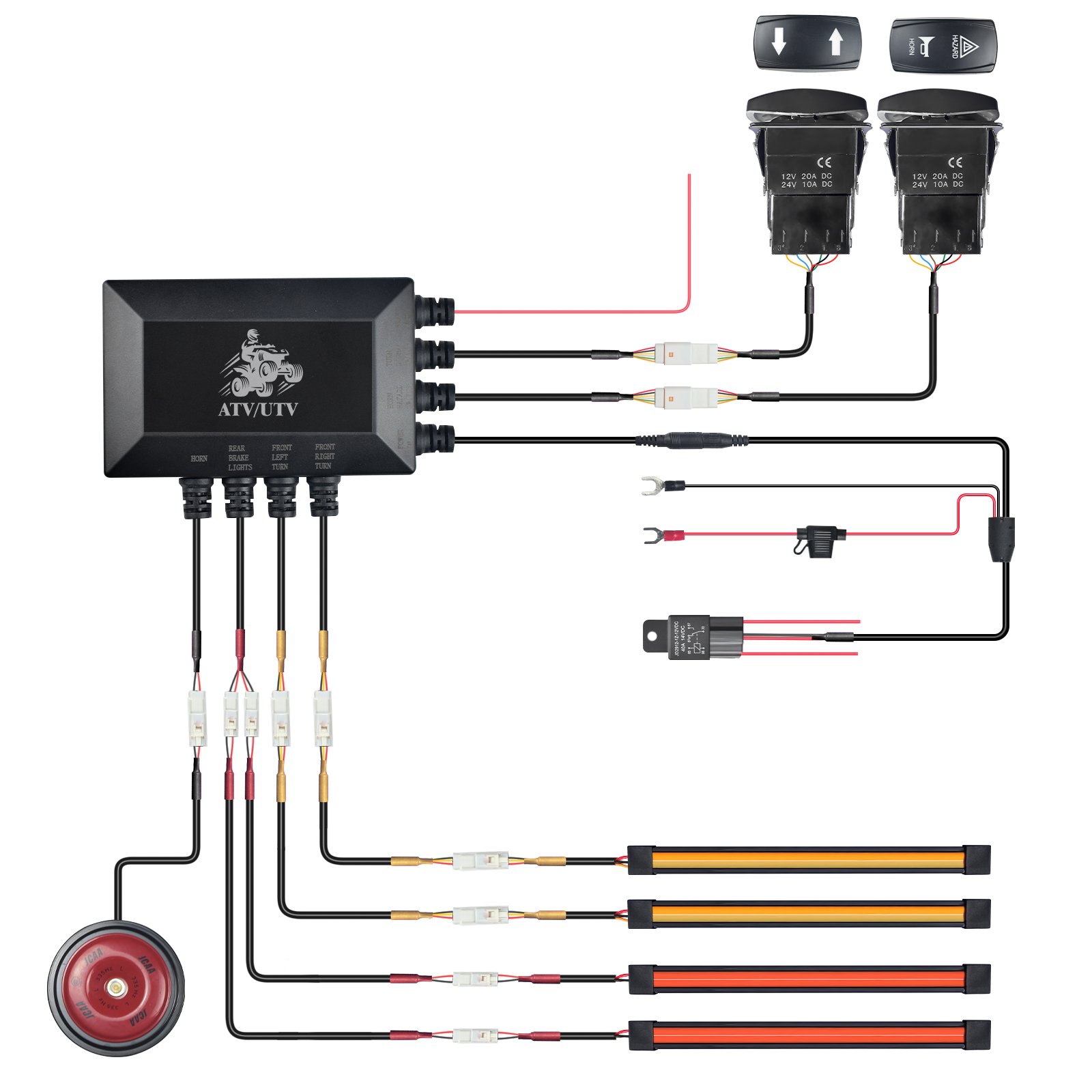 Cars All Terrain Vehicles Voiture 12v Kids Safety Rocker Switch Road Universal Horn Turn signal Kit Atv/utv Parts & Accessories