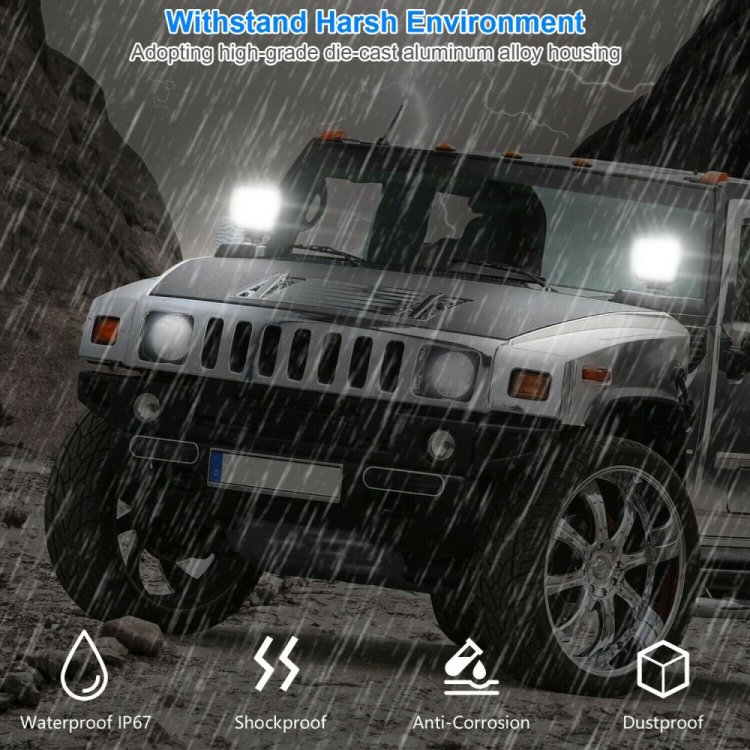 16LED 4 Inch 48w LED Work Light Bar Square Automotive LED Bar White Spotlight for 4x4 Offroad 4WD Car SUV ATV Tractor Boat Truck