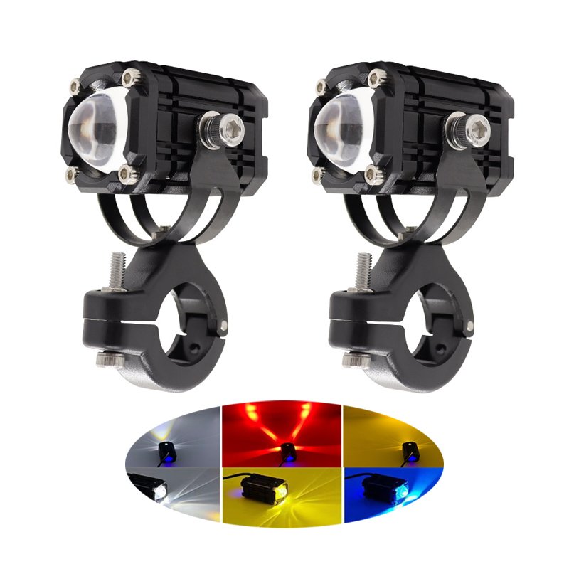 12V New Version Universal Motorcycle 12W Spotlight LED Fog Lamps White Yellow Four Models Red Blue Angel Eyes for Motorbike