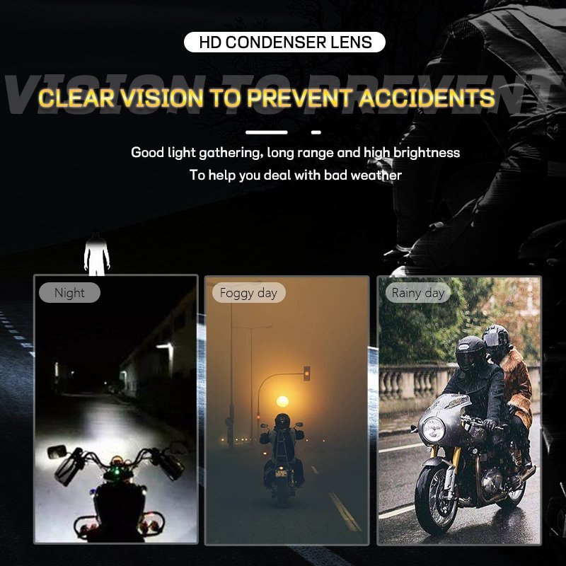 12V New Version Universal Motorcycle 12W Spotlight LED Fog Lamps White Yellow Four Models Red Blue Angel Eyes for Motorbike