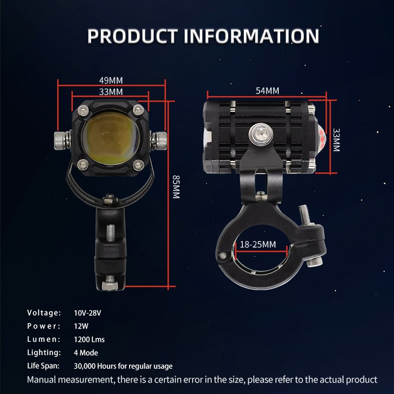 12V New Version Universal Motorcycle 12W Spotlight LED Fog Lamps White Yellow Four Models Red Blue Angel Eyes for Motorbike