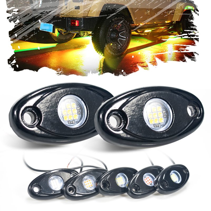 9 Led Rock Light Motorcycle Underglow Light Trail Rig Lamp Waterproof for Car Truck Off Road ATV UTV SUV Boat Underbody Light