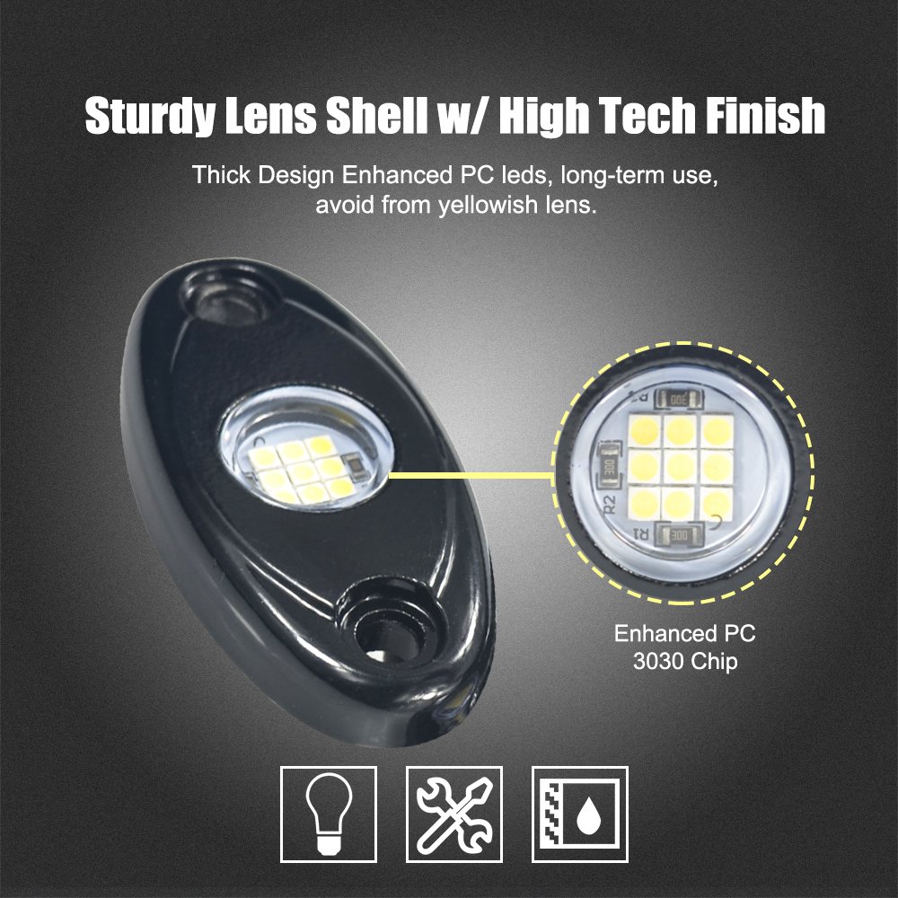 9 Led Rock Light Motorcycle Underglow Light Trail Rig Lamp Waterproof for Car Truck Off Road ATV UTV SUV Boat Underbody Light
