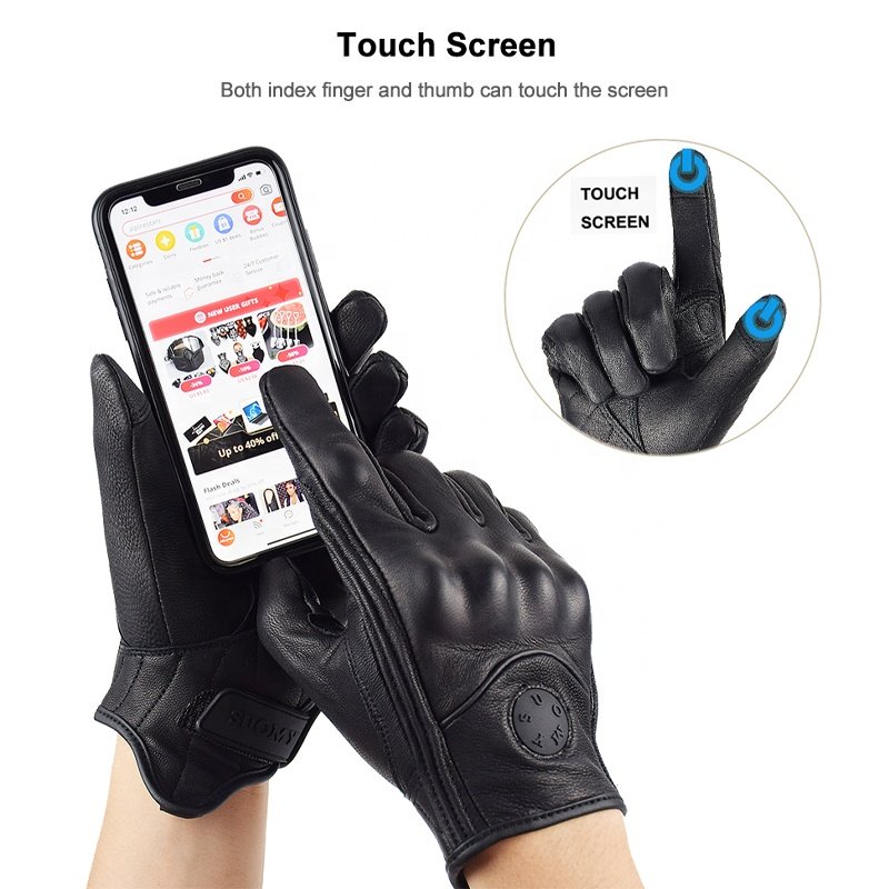 SUOMY Men Women Motorcycle Riding Leather Gloves Carbon Cycling Racing Winter Gloves Summer Motorbike Motocross ATV Motor Gloves