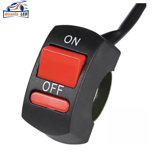 Universal 22mm Motor Light Switch Motorcycle Handlebar Flashing Switch on OFF Button ATV Bike Black Two Core Wire DC 12V 10A