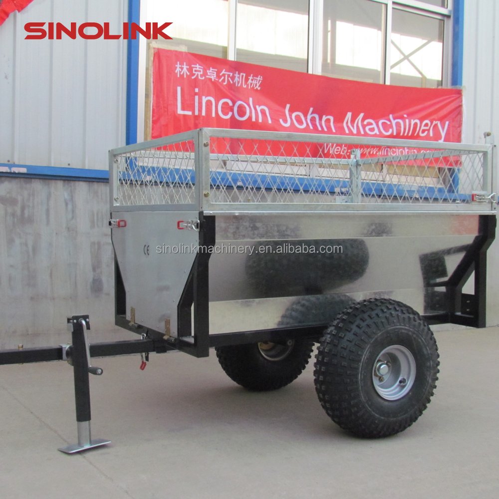 ATV Dump Log Trailer with Fence, DUMP CART Flat Bed Trailer Atv Log Trailer with Heavy Load
