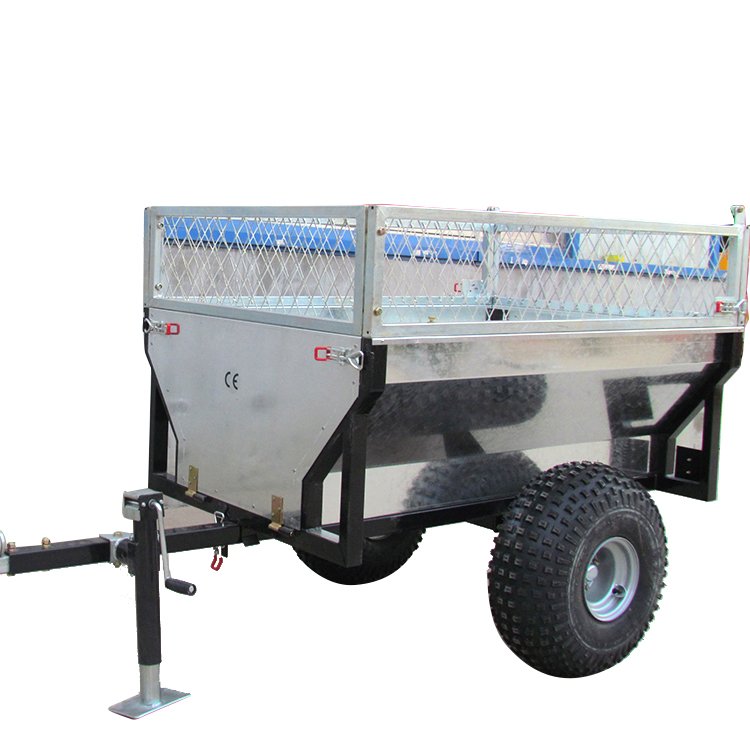 ATV Dump Log Trailer with Fence, DUMP CART Flat Bed Trailer Atv Log Trailer with Heavy Load
