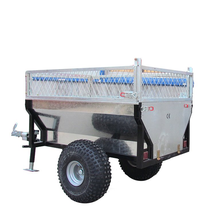 ATV Dump Log Trailer with Fence, DUMP CART Flat Bed Trailer Atv Log Trailer with Heavy Load