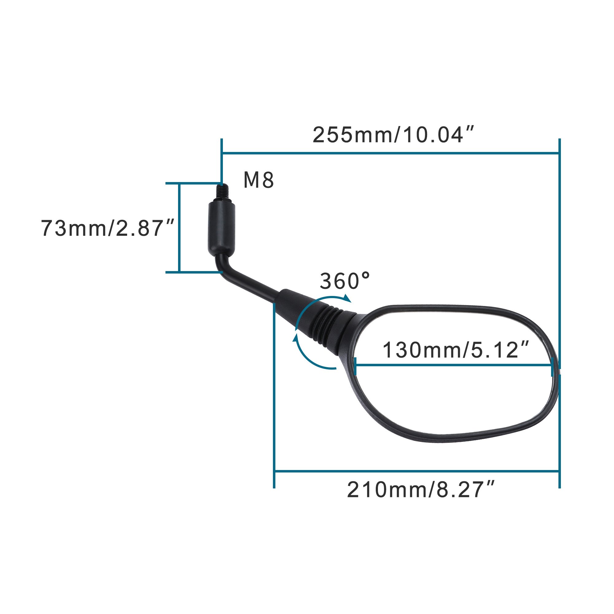 GOOFIT Motorcycle Rear View Side 10mm M10 Mirror Replacement for DVX400 UTV Moped ATV Scooter Kawasaki Suzuki Large