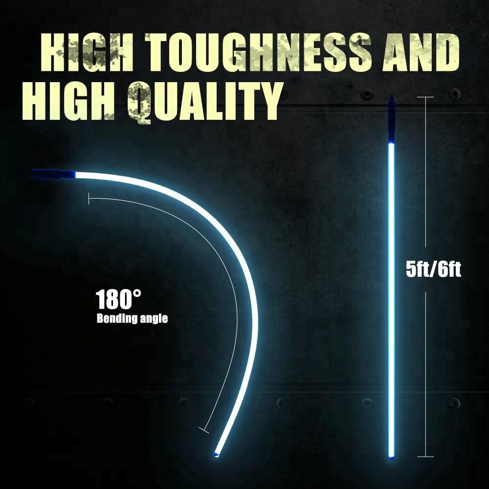 Milky Tube LED Whip Antenna Light 3ft 4ft With Single Color LED Flag Pole for ATV UTV Mining Truck Forklift Pickup