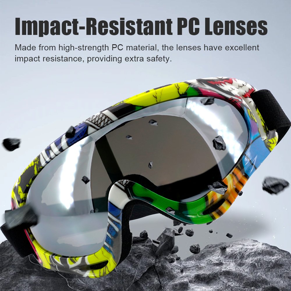Motorcycle Goggles Fit Helmet Riding Cycling Sports Glasses ATV Ski Goggles Anti-UV Dustproof Windproof Dirt Bike Goggles