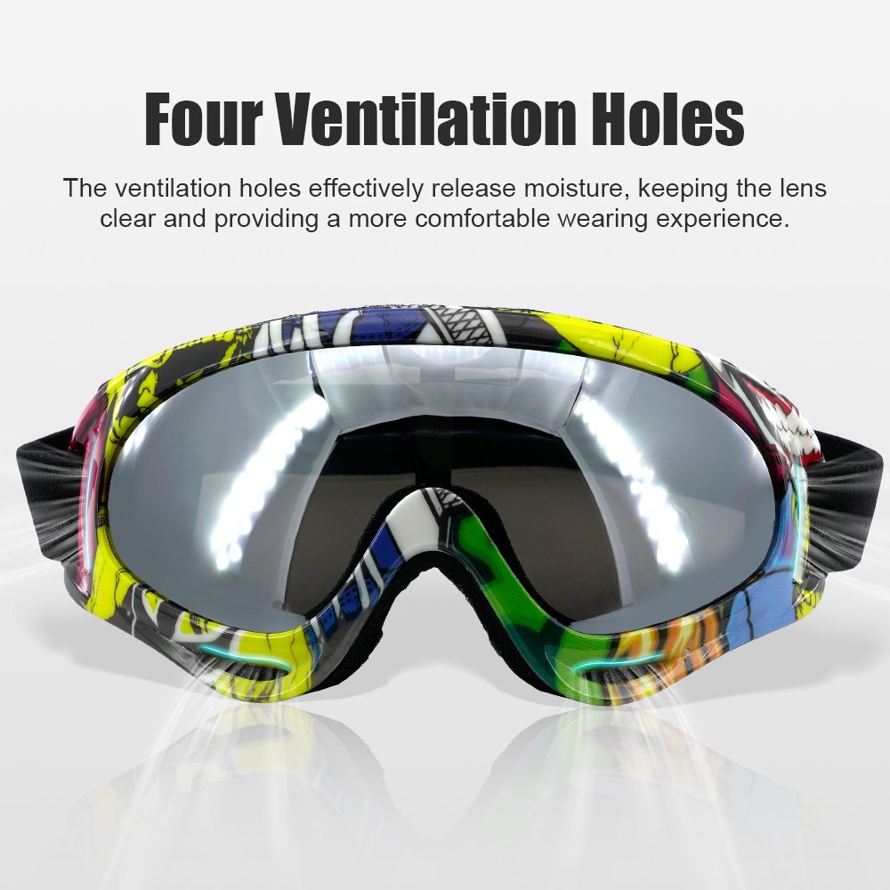 Motorcycle Goggles Fit Helmet Riding Cycling Sports Glasses ATV Ski Goggles Anti-UV Dustproof Windproof Dirt Bike Goggles