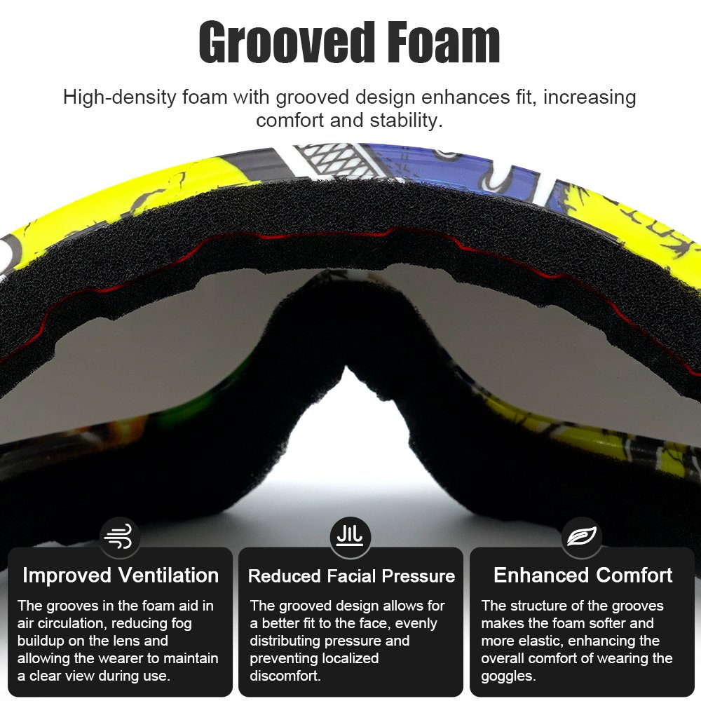 Motorcycle Goggles Fit Helmet Riding Cycling Sports Glasses ATV Ski Goggles Anti-UV Dustproof Windproof Dirt Bike Goggles