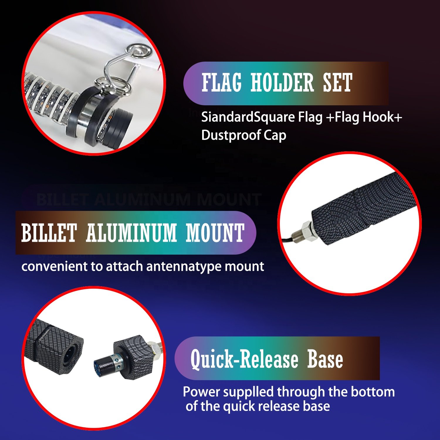 Fat Spiral COB LED Whip Lights for Side by Side with RF/APP Control RGB Chasing Led Antenna Whip for UTV ATV Buggy RZR Can-Am