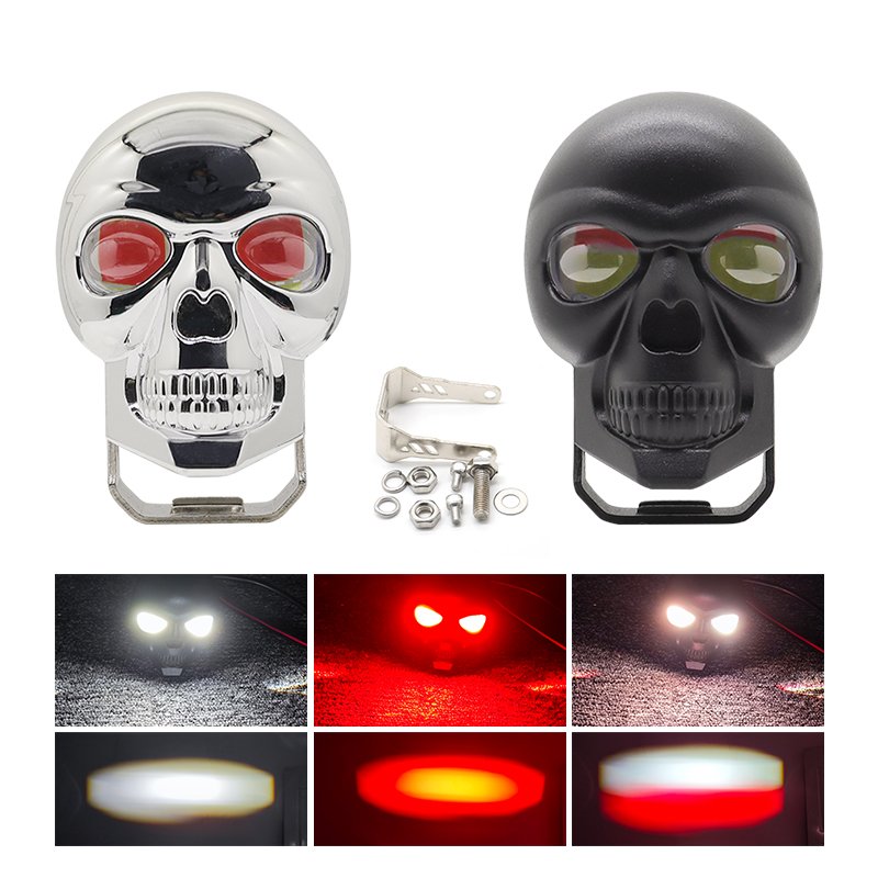 HearxinLED Skull Motorcycle Headlamp Driving Fog Lights Spotlight LED Lamps for Motorbike ATV Lighting Motorcycle Accessories