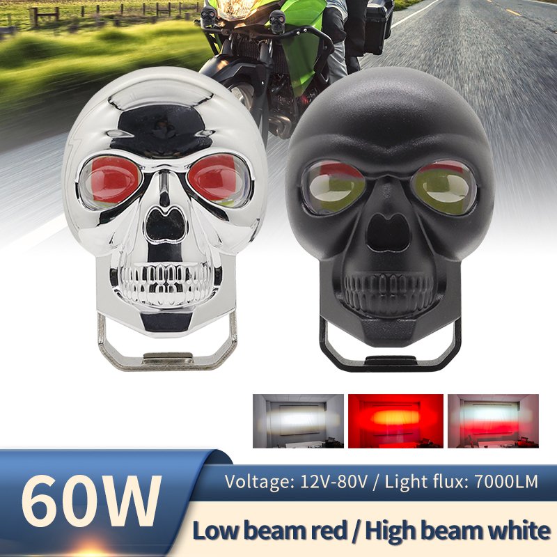 HearxinLED Skull Motorcycle Headlamp Driving Fog Lights Spotlight LED Lamps for Motorbike ATV Lighting Motorcycle Accessories
