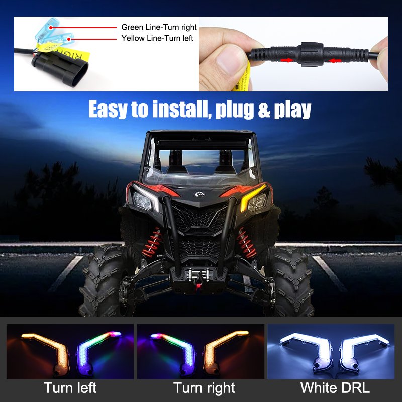 ATV/UTV Parts & Accessories RGB Headlight Led Front Turn Signature Light Set for Can-Am Maverick X3