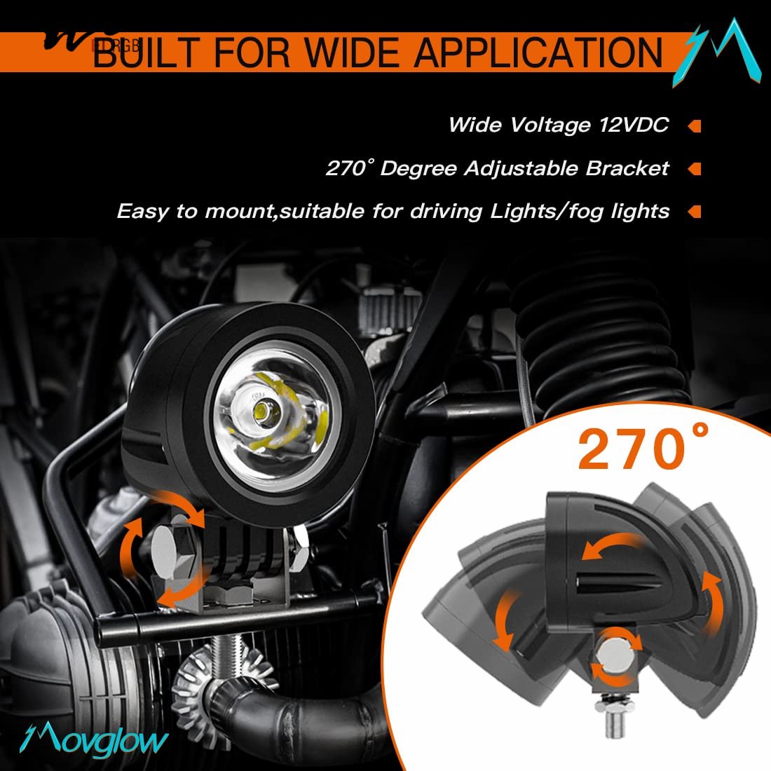 Motorcycle Auxiliary Lights LED Spot Driving Fog Lights with Switch for Sport Motorcycle Street Bike ATV UTV Trike Spotlight