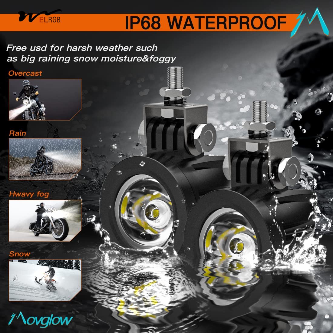 Motorcycle Auxiliary Lights LED Spot Driving Fog Lights with Switch for Sport Motorcycle Street Bike ATV UTV Trike Spotlight