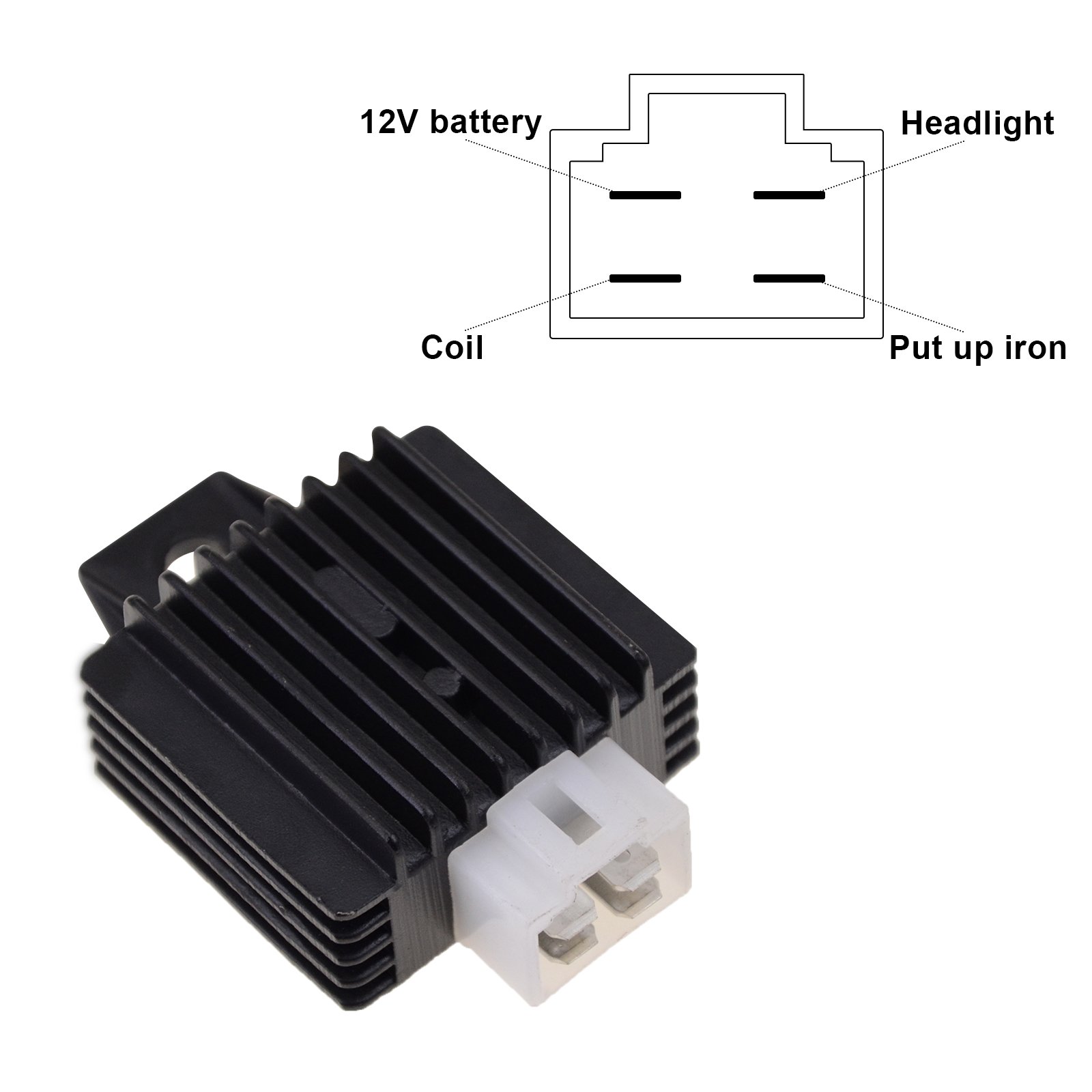 GOOFIT 12V 4-pin DC Full-Wave Motorcycle Voltage Rectifier Regulator Replacement for GY6 50cc-150cc ATV Scooter Pit Dirt Bike