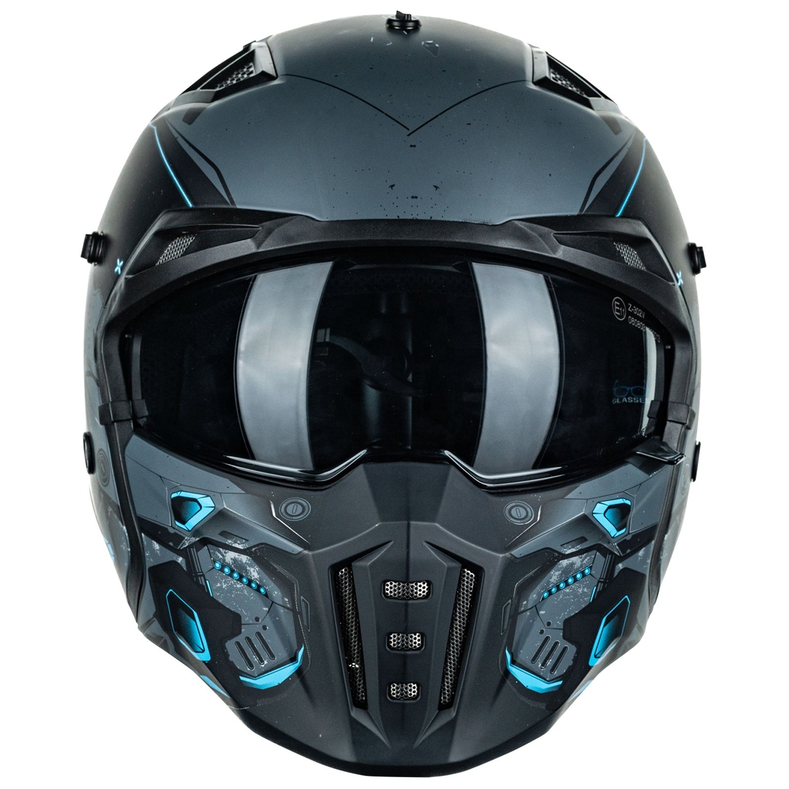 DOT ILM Open Face Motorcycle 3/4 Half Helmet for Adult Model Z302 Blue Mecha