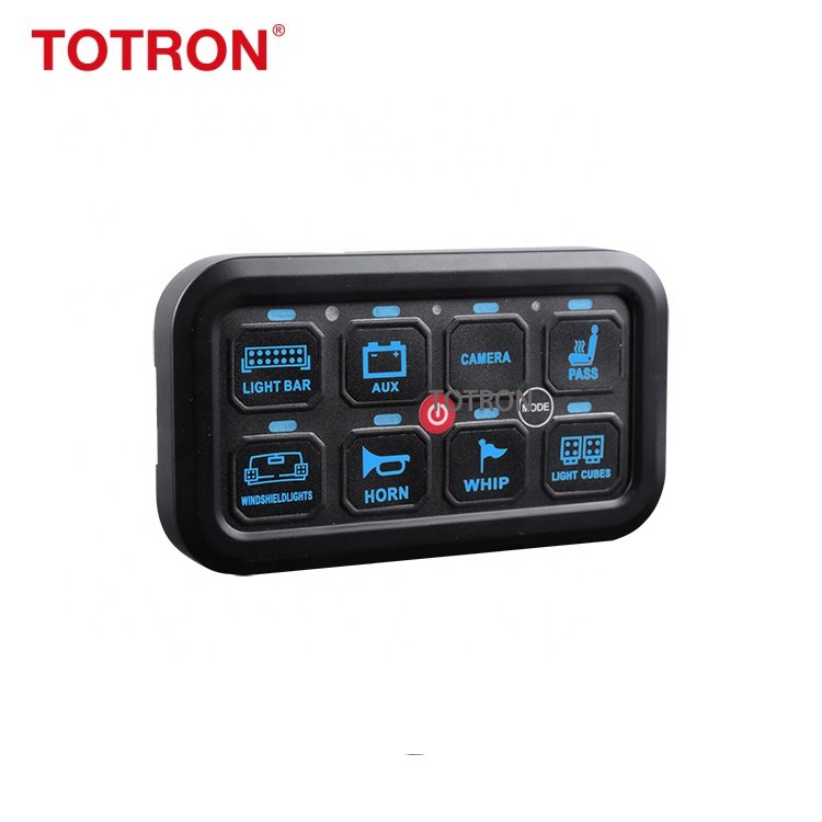 Marine Boat 12V 24V Off Road UTV ATV RGB Blacklight Car Switch Panel Switch Panels 8 Gang Switch Panel