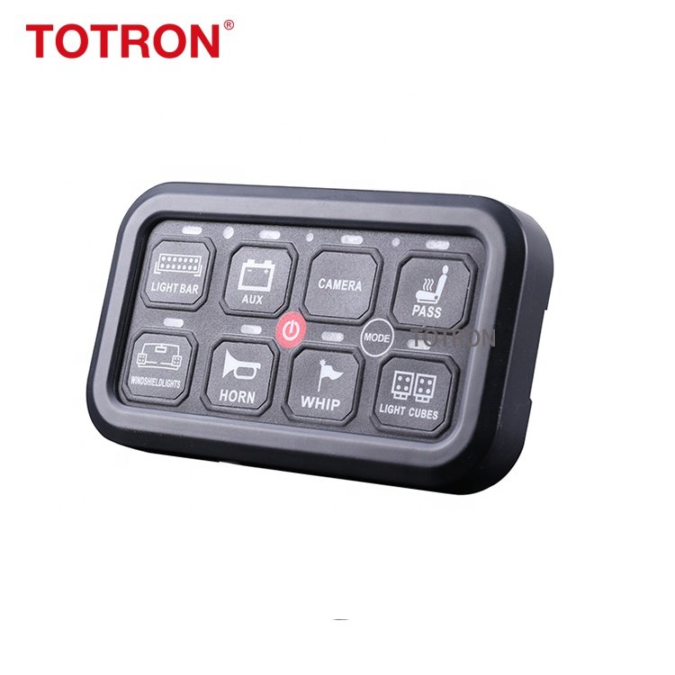 Marine Boat 12V 24V Off Road UTV ATV RGB Blacklight Car Switch Panel Switch Panels 8 Gang Switch Panel