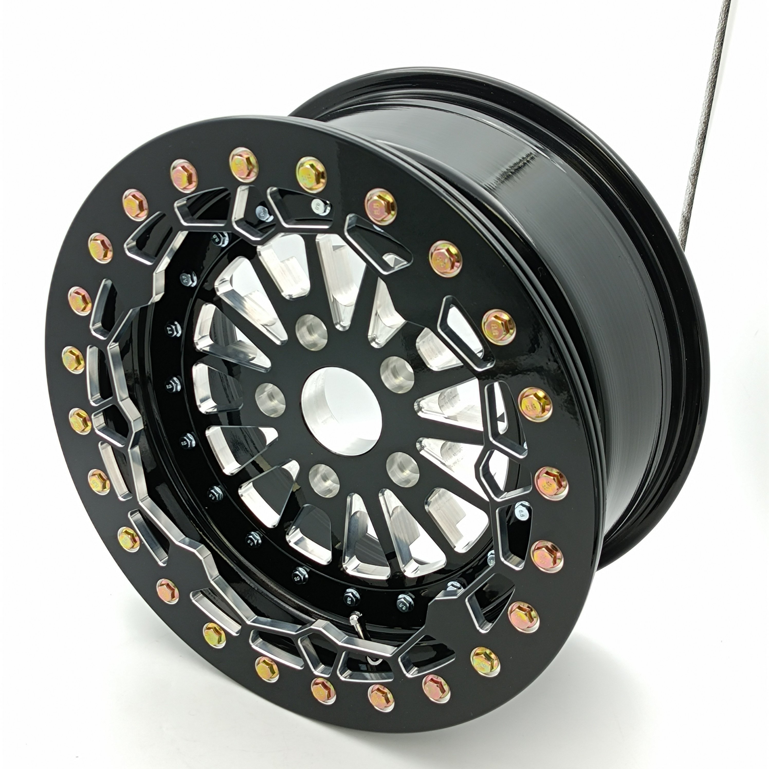 Side by Sides 4x4 ATV UTV Parts 15x7 4+3 5/114.3 UTV Wheels Rims15inch 3 Piece Beadlock Wheels for Polaris RZR Pro