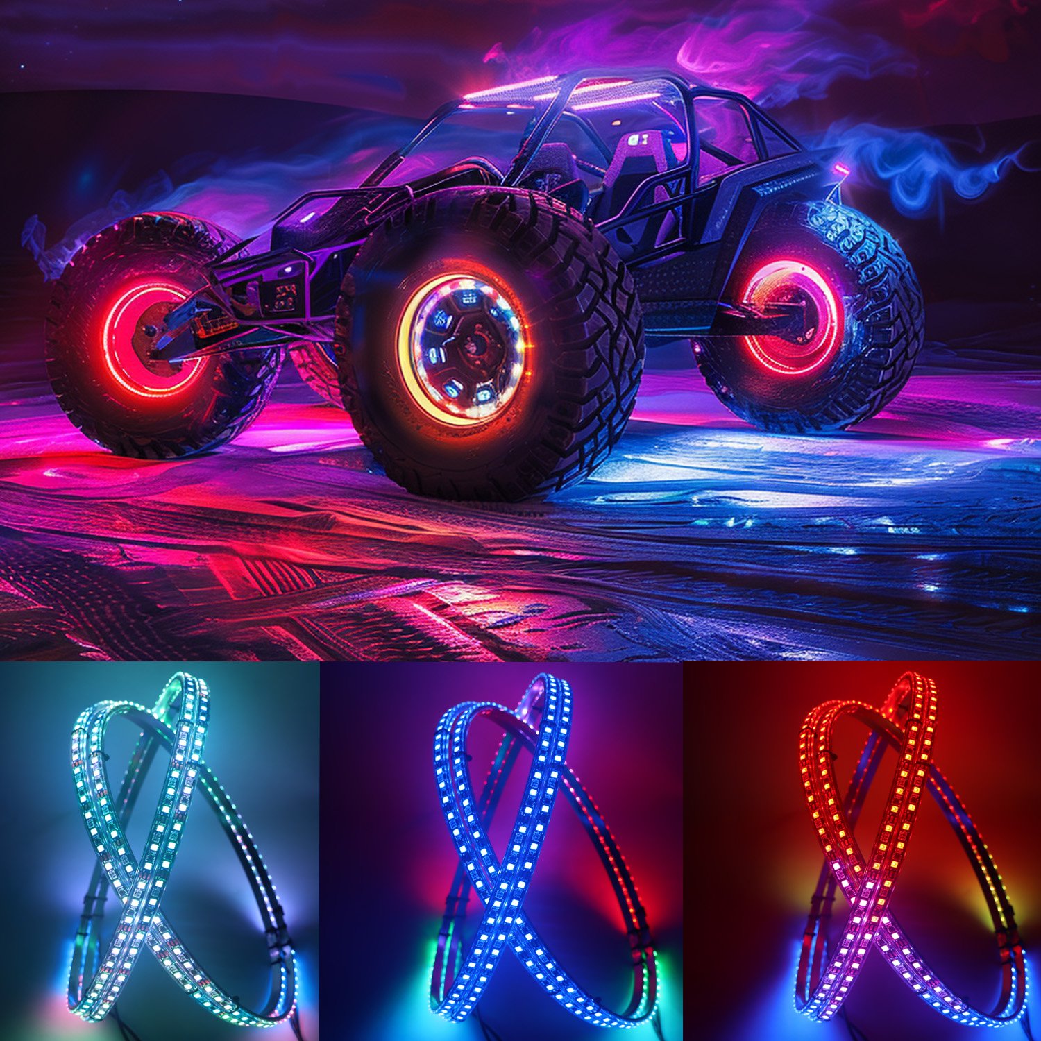 14 Inch 15.5 Inch 17 Inch LED Wheel Ring Lights Dual Row Cars LED Tire Rim Light for Universal Cars