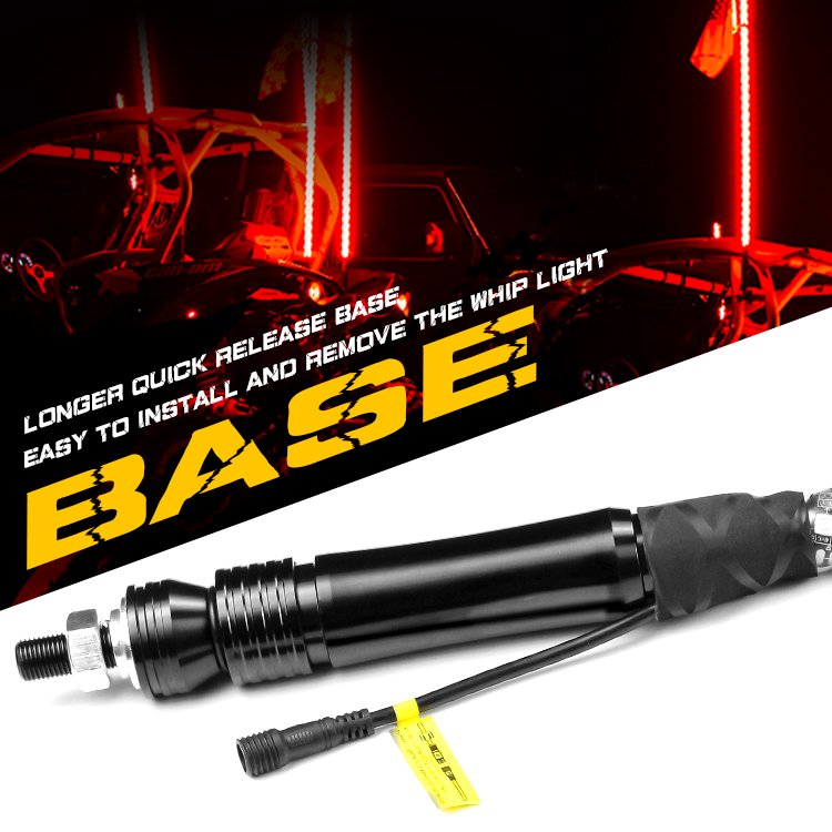 3FT LED Whip Light Remote Control LED Spiral Flag Pole RGB Chase Light Antenna LED Lighted Whip for SXS UTV RZR Can-Am Truck