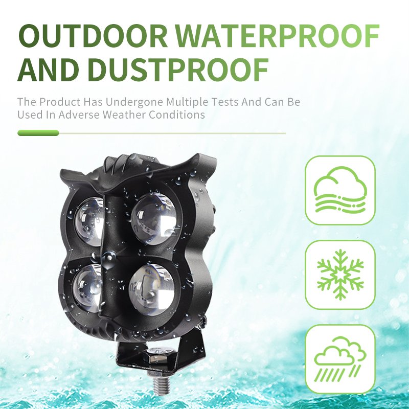4-Eye Owl Design LED Driving Spotlight 40W White Yellow Dual Color Hi Lo Beam Universal Motorcycle Headlamp for Moto Car ATV 4WD