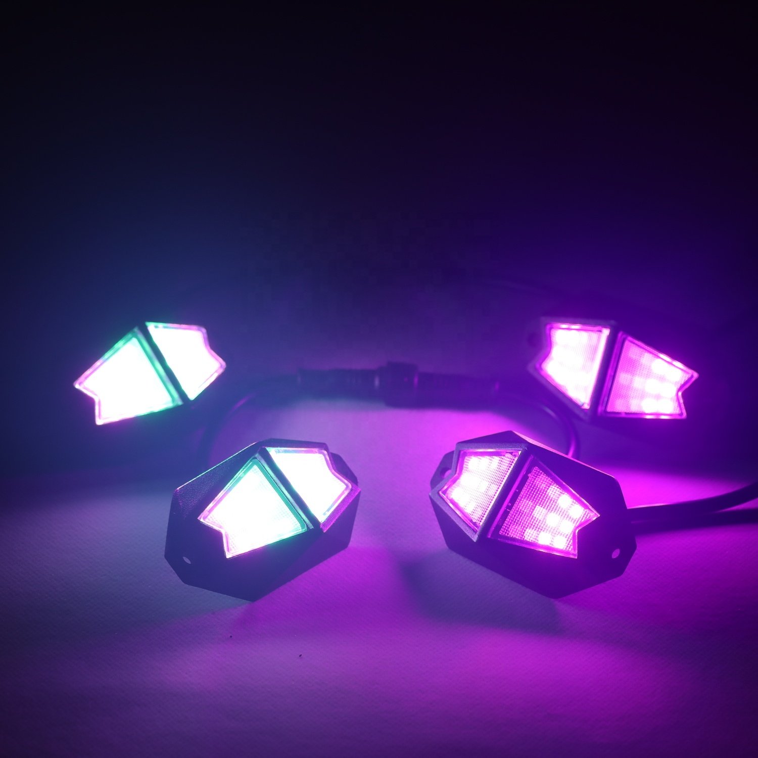 16 Million Color RGB Chasing Dancing LED Rock Lights 12V Ambient Car Light Pods for Trucks Cars Jeeps ATVs Auxiliary Lighting