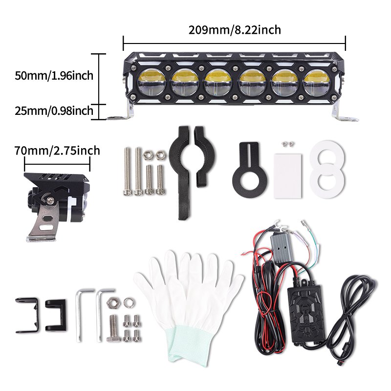 6 Lens LED Work Light Dual Color Motorcycle Spotlights Led Headlights Driving Fog Running Lights 12V for Truck Car SUV ATV 4X4