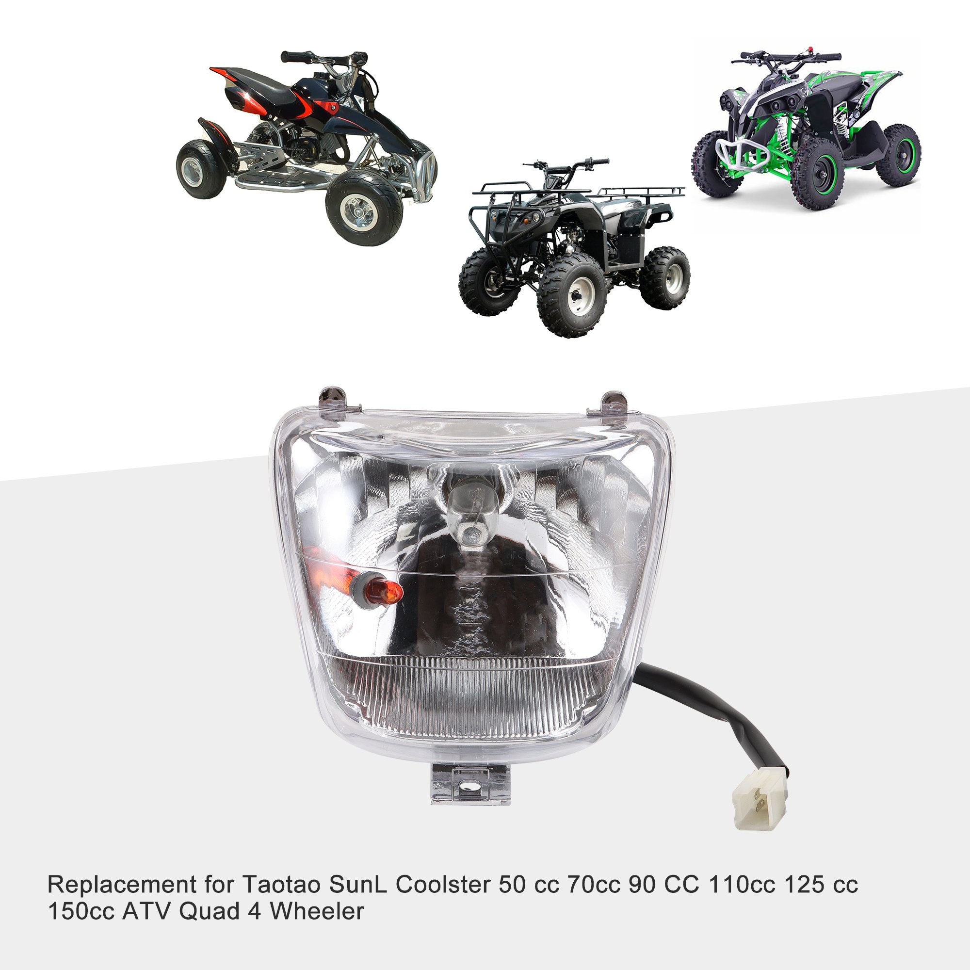 GOOFIT Headlight Head Lamp Assembly Replacement for Taotao SunL Coolster 50 Cc 70cc 90 CC 110cc 125 Cc 150cc ATV Quad 4 Wheeler