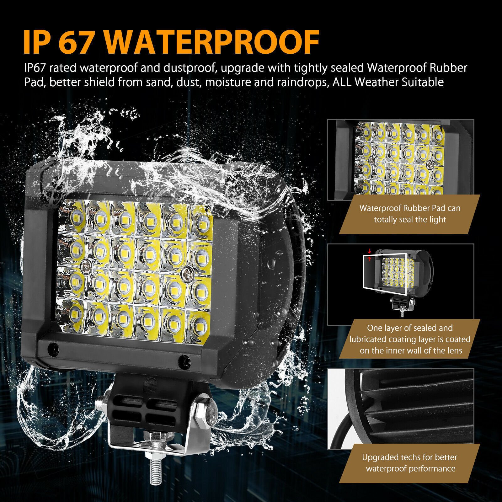 4inch 72W Led Work Light bar Spot Flood Combo for Truck Light Bars Offroad SUV ATV
