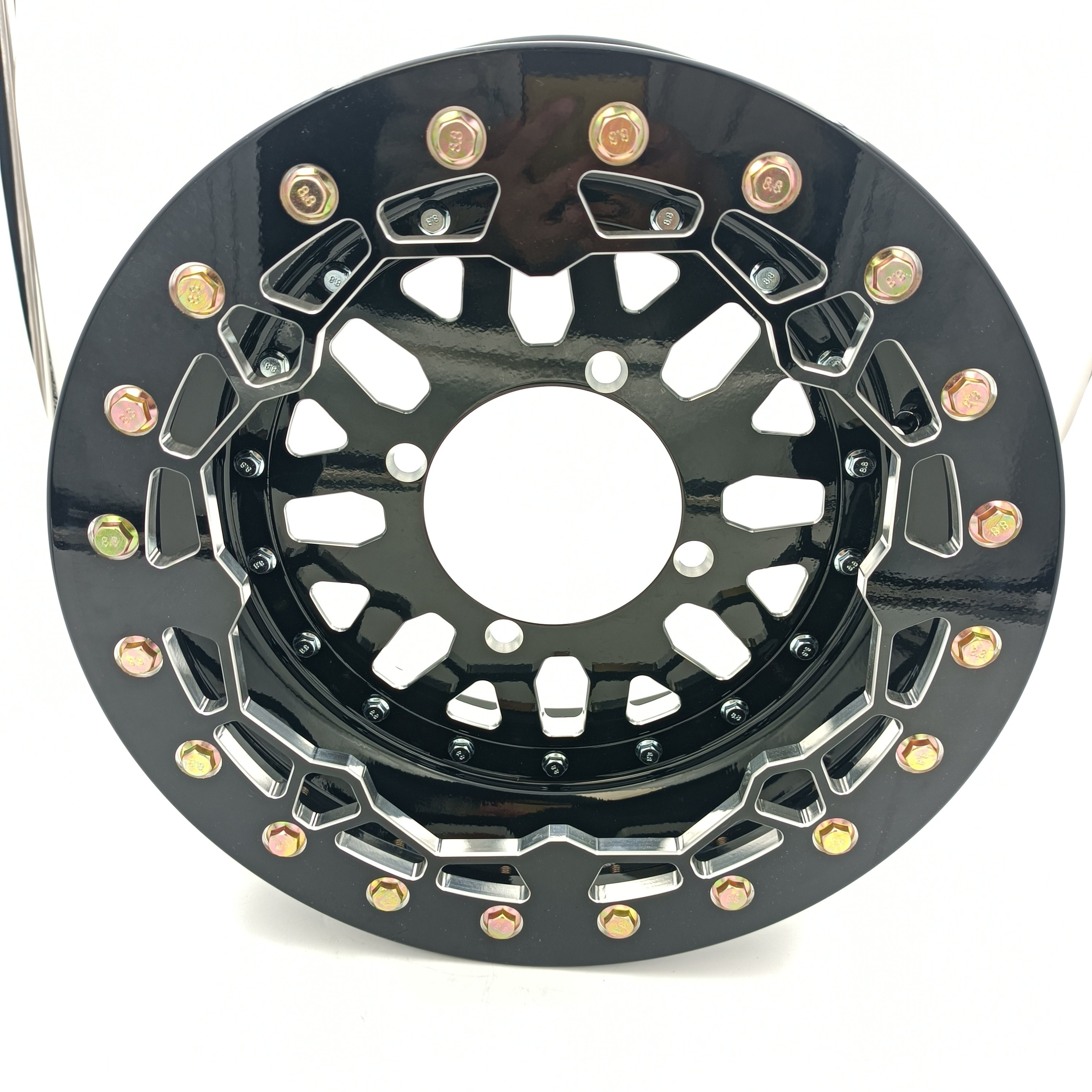 Beadlock Gloss Black 14x7 Offset 4+3 Bolt Pattern 4/136 Wheel/Rim for Can Am Maverick X3