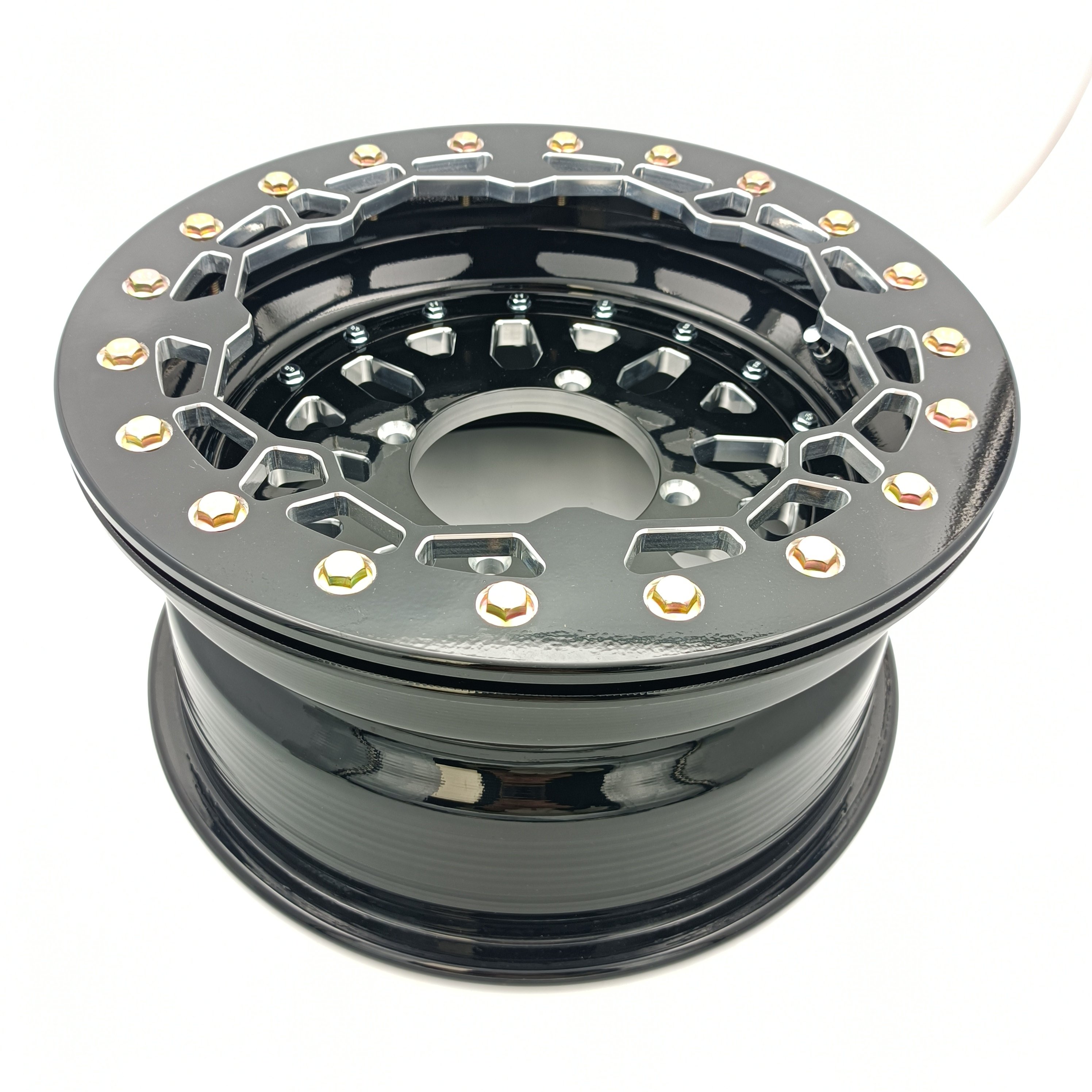 Beadlock Gloss Black 14x7 Offset 4+3 Bolt Pattern 4/136 Wheel/Rim for Can Am Maverick X3