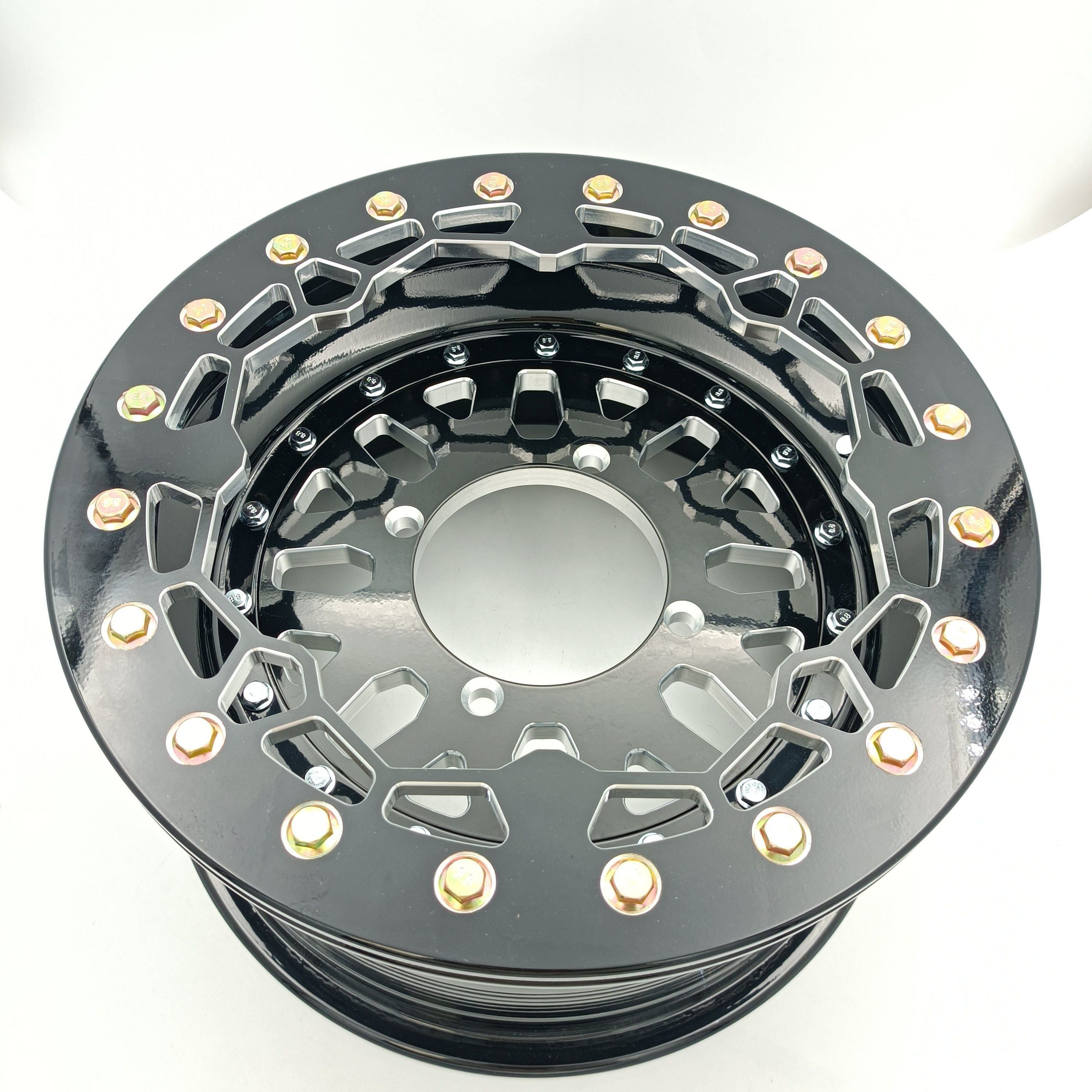 Beadlock Gloss Black 14x7 Offset 4+3 Bolt Pattern 4/136 Wheel/Rim for Can Am Maverick X3
