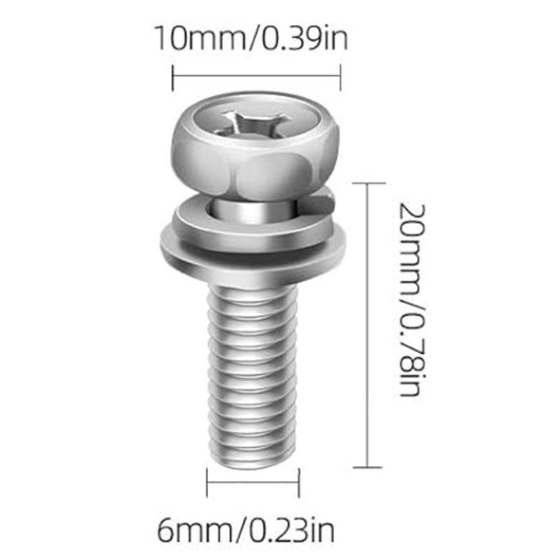 High-Quality Stainless Steel Battery Screw and Square Nuts Set, M6 X 10/12/16/18/20mm for Motorcycles and ATVs