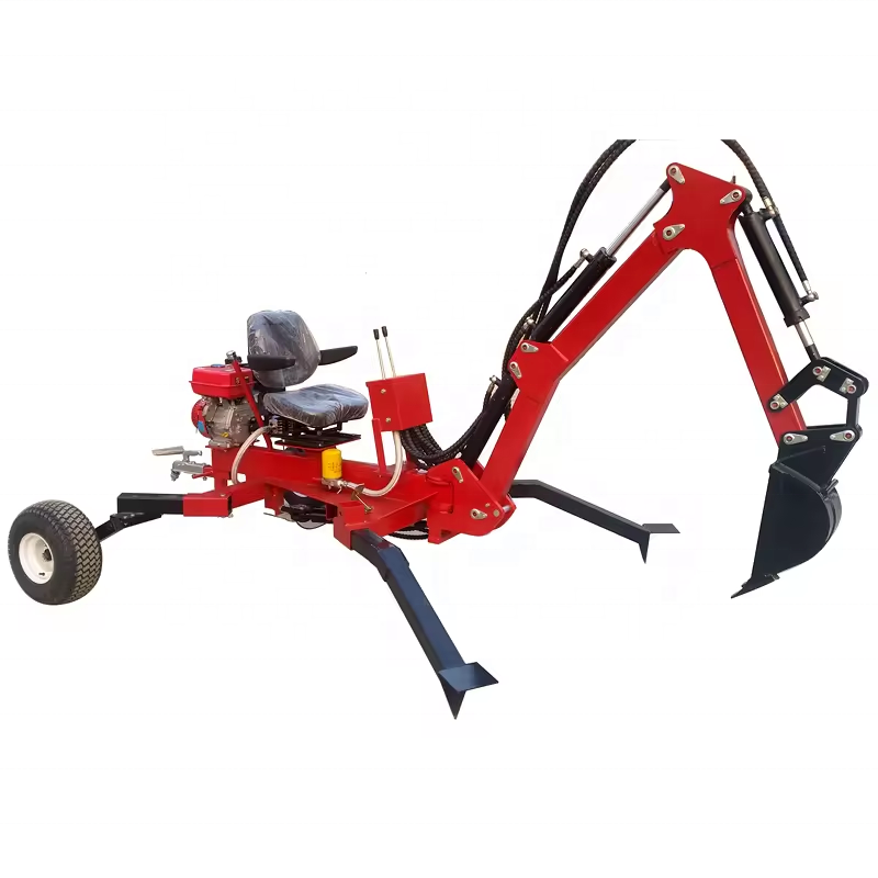 Farm Use 15hp Gasoline Engine Powered ATV Towable Backhoe Loader with Front End Loader and Backhoe 2024 with CE