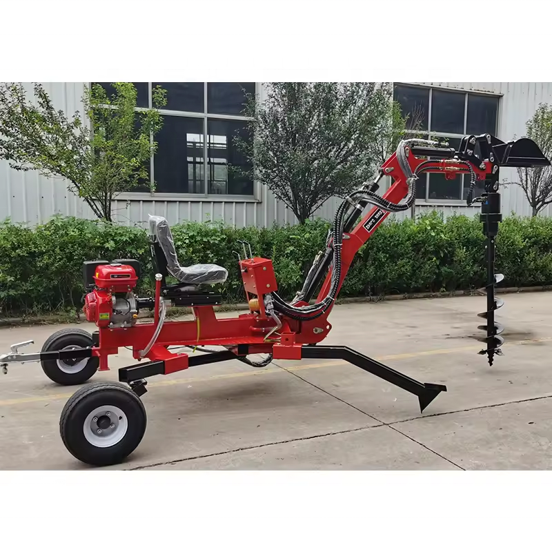 Farm Use 15hp Gasoline Engine Powered ATV Towable Backhoe Loader with Front End Loader and Backhoe 2024 with CE