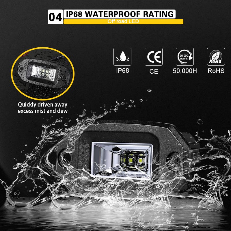 20W Flush Mount LED Pods Flood Beam LED Work Light Offroad Light Driving Lights for Bumper Truck ATV UTV SUV Boat