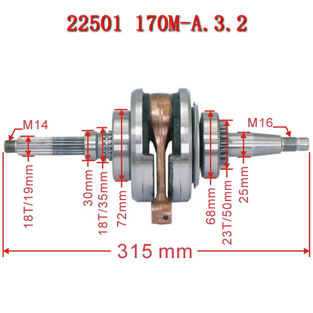 Linhai 250 260 300 Crankshaft Assy LH170M-A.3.2(22501) for LINHAI for Linhai Yamaha Keeway Jinlang Feishen Scooter ATV