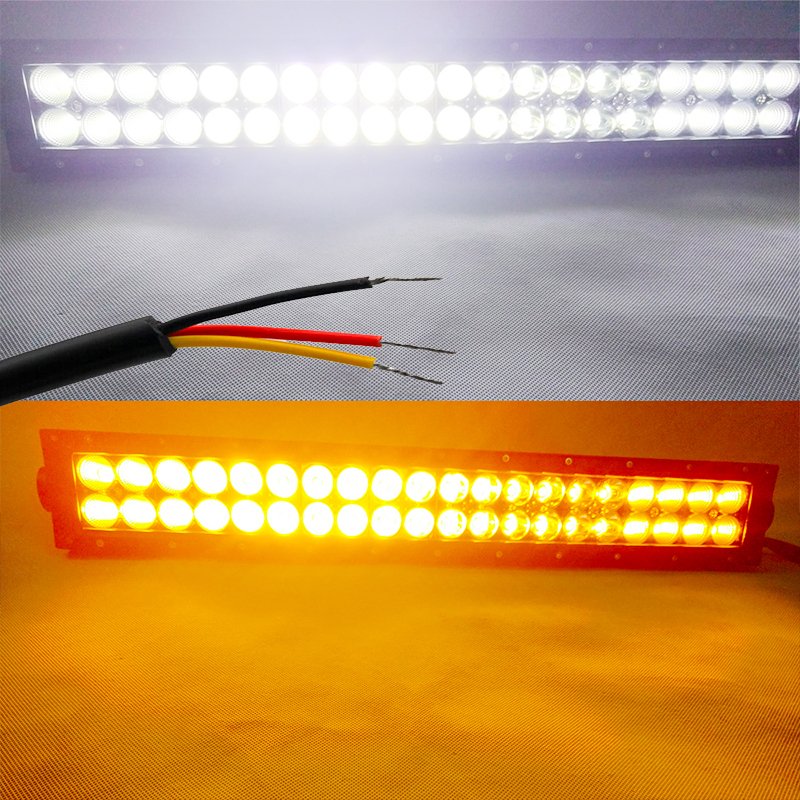White Amber Red Blue Green Dual Colors Offroad Led Light Bar Spot Combo ATV Fog Driving 3Wire